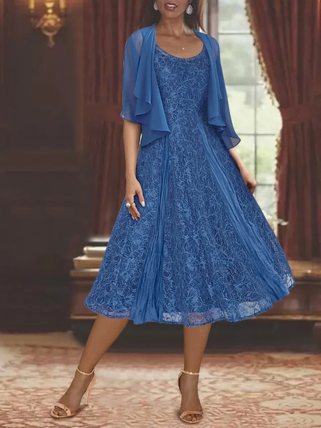 Wholesa A-Line Scoop Tea-Length Mother Of The Bride Dresses