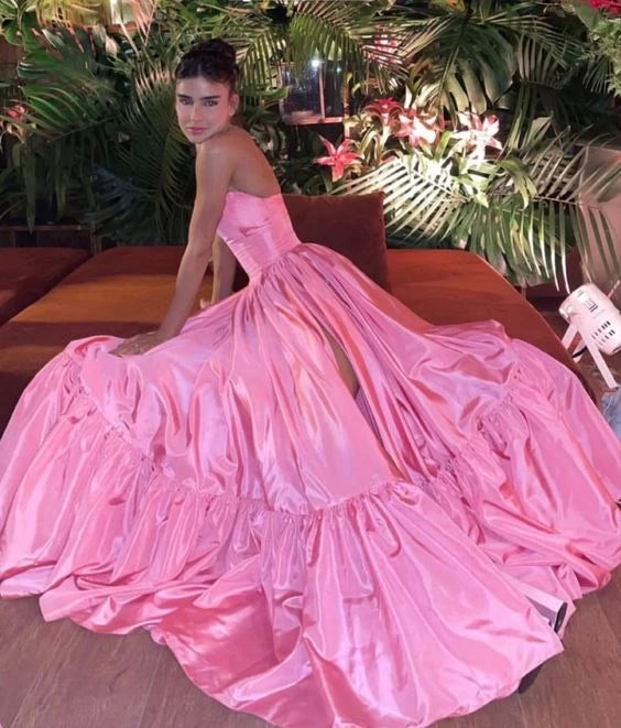 Vibrant Ball Gown Strapless Sleeveless Lace Up Back Floor Length Evening Dress