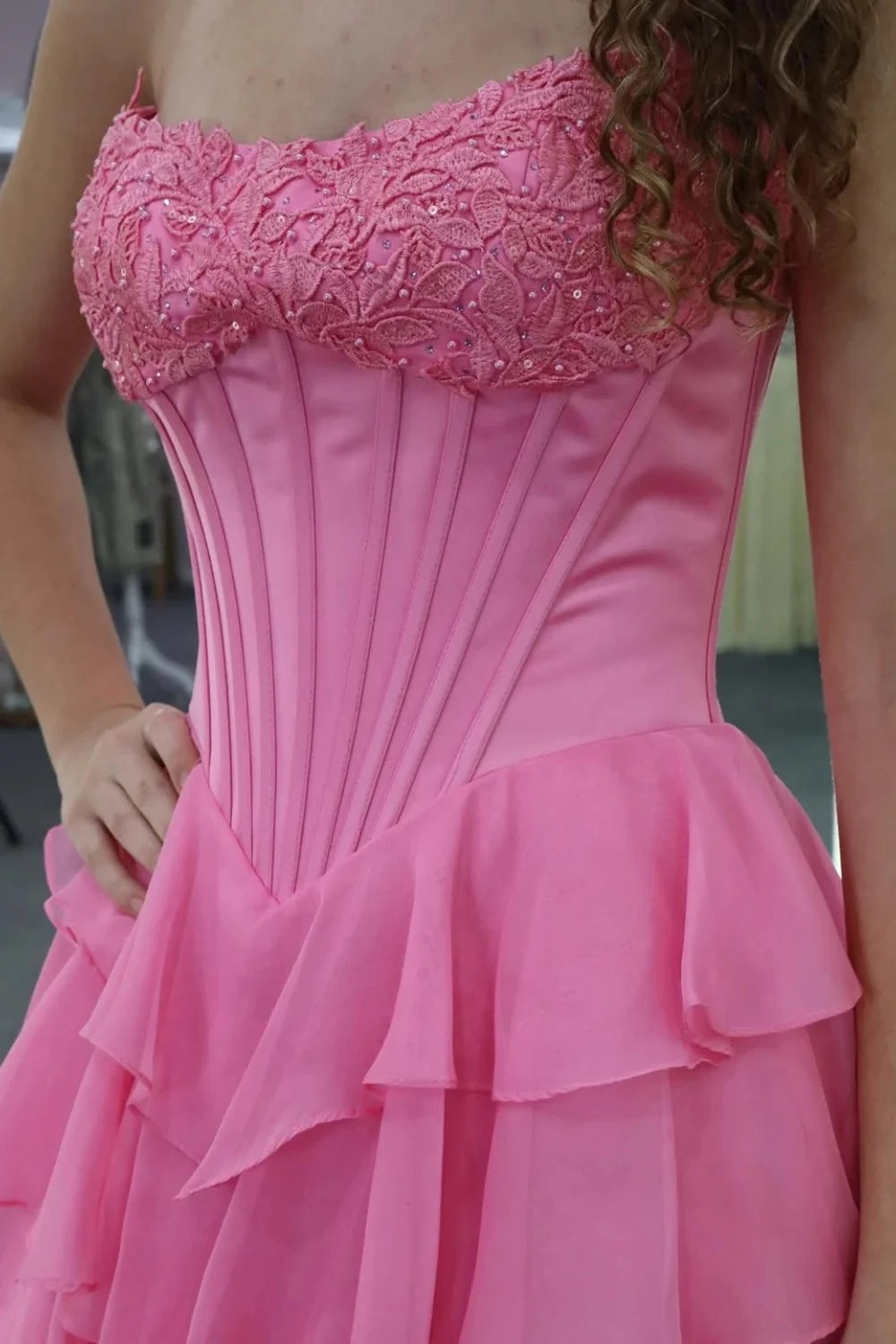 Vibrant Ballgown Strapless Sleeveless Corset Back Floor Length Formal Prom dresses