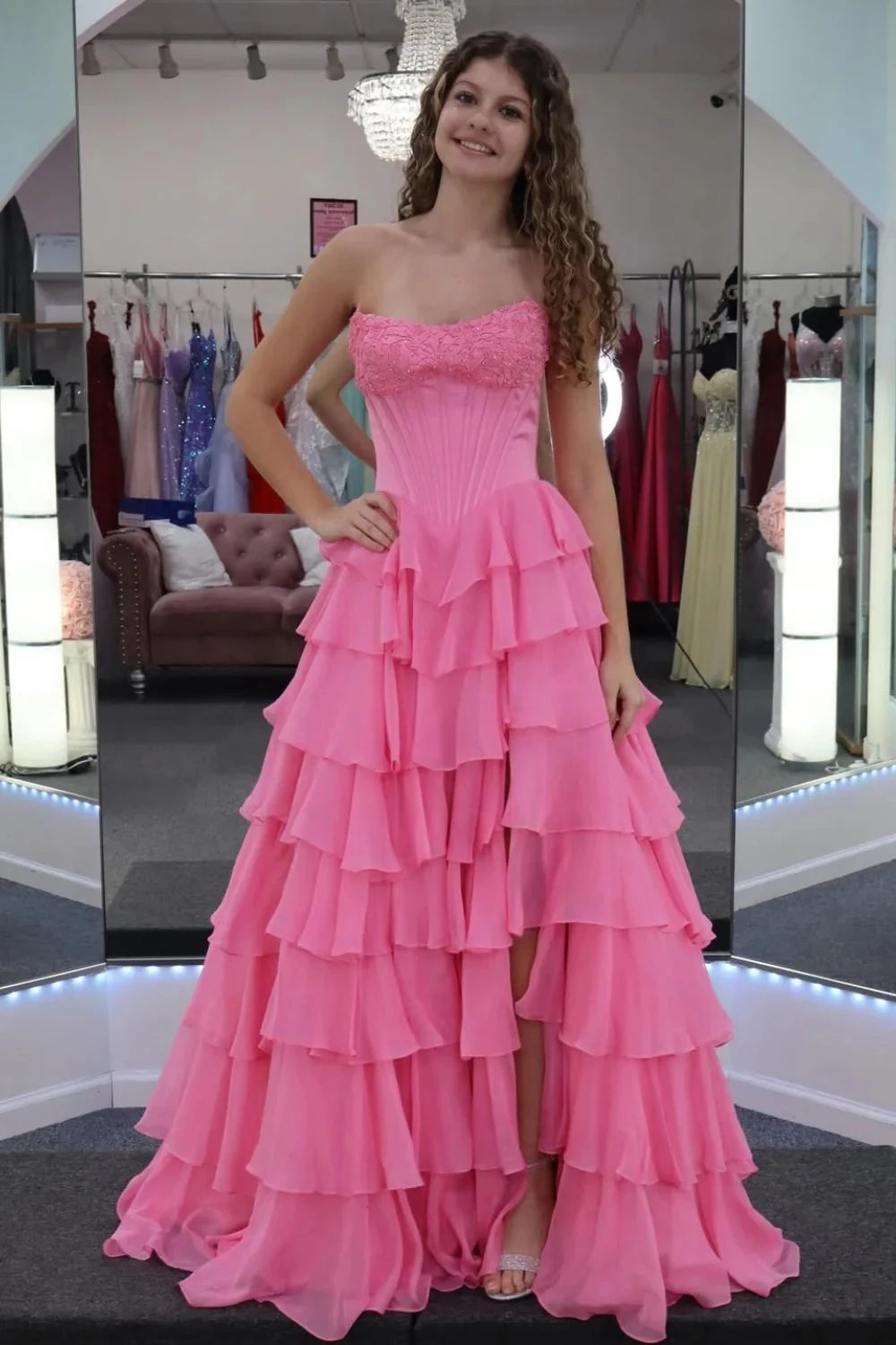 Vibrant Ballgown Strapless Sleeveless Corset Back Floor Length Formal Prom dresses