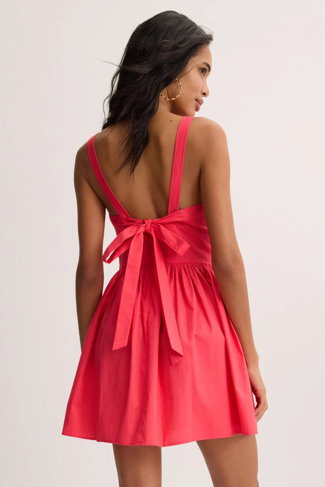 Vibrant A-Line Square Neck Sleeveless Tie-Back Coral Mini Homecoming Dress Women