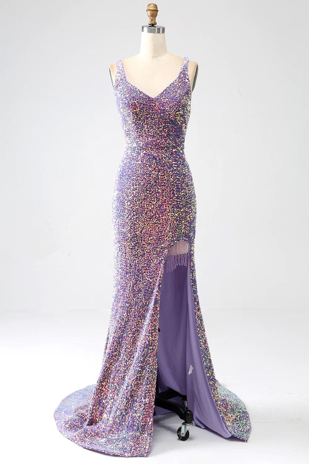 Wholesa Sparkly Mermaid Sequins Prom Dress with Slit