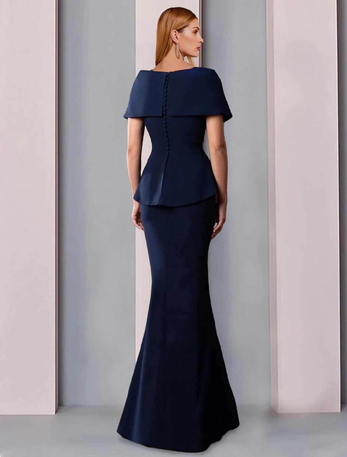 Wholesale Elegant A-Line Square Neck Short Sleeve Ruffle Floor Length Mother of the Bride Dress.