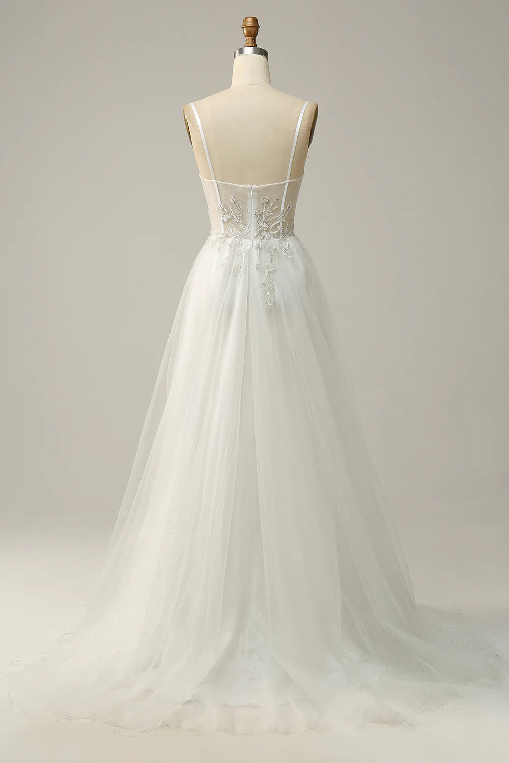 Wholesa A Line Spaghetti Straps Long Bridal Dress with Appliques