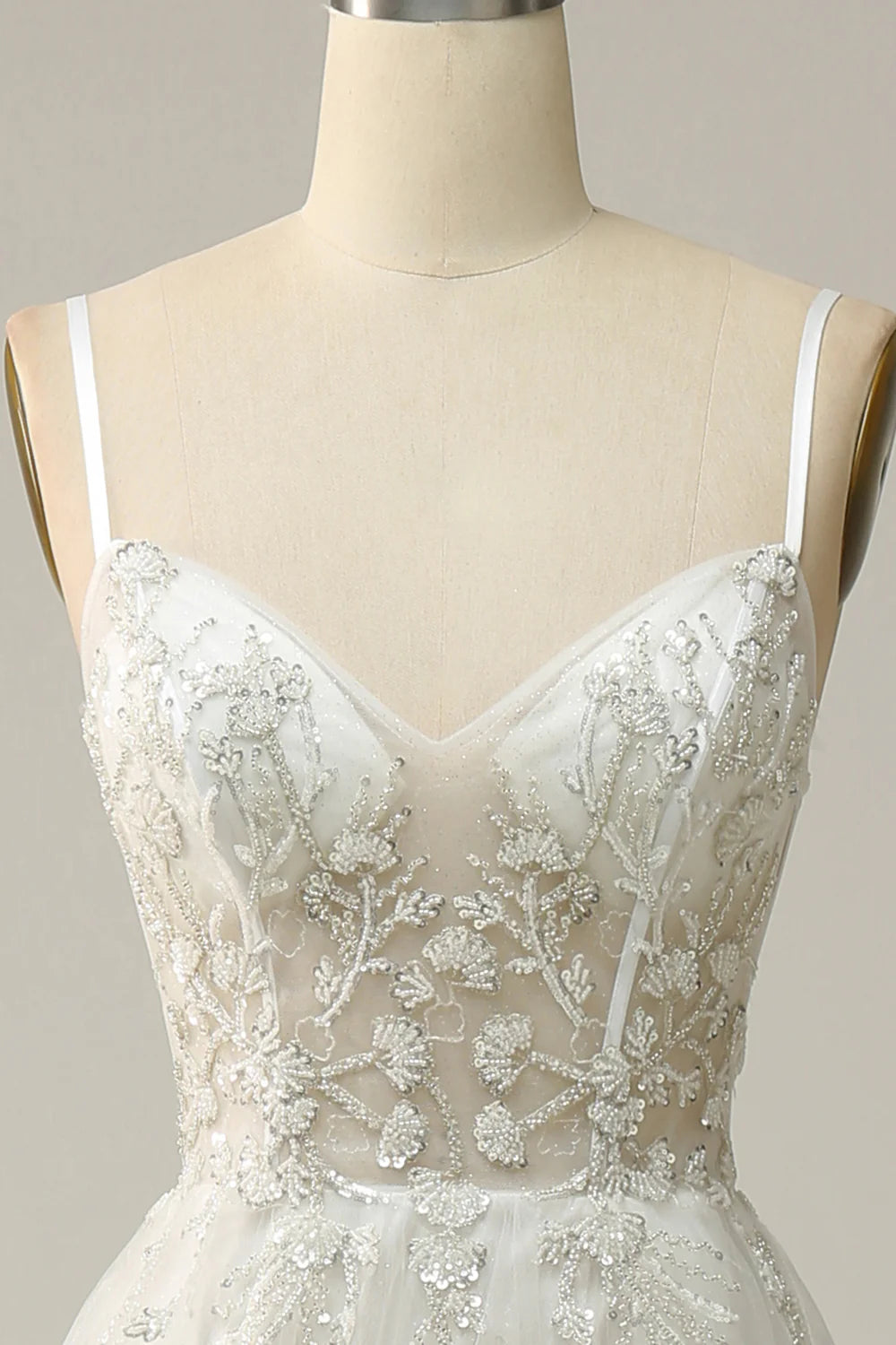 Wholesa A Line Spaghetti Straps Long Bridal Dress with Appliques