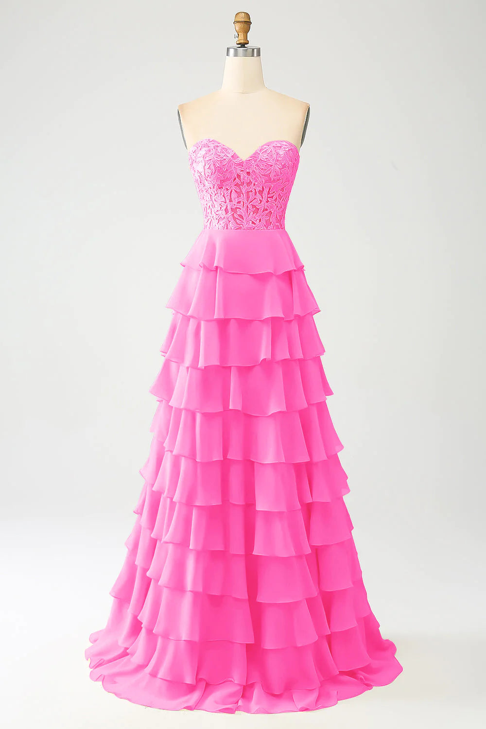 Wholesa Sweetheart Tiered Long Prom Dress