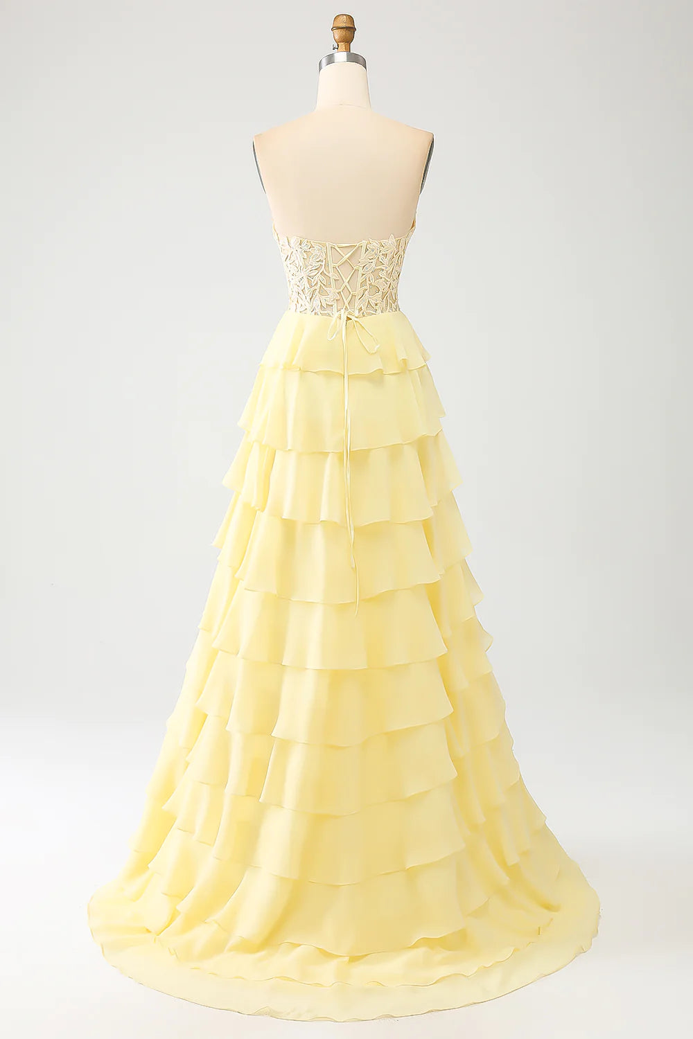 Wholesa Sweetheart Tiered Long Prom Dress