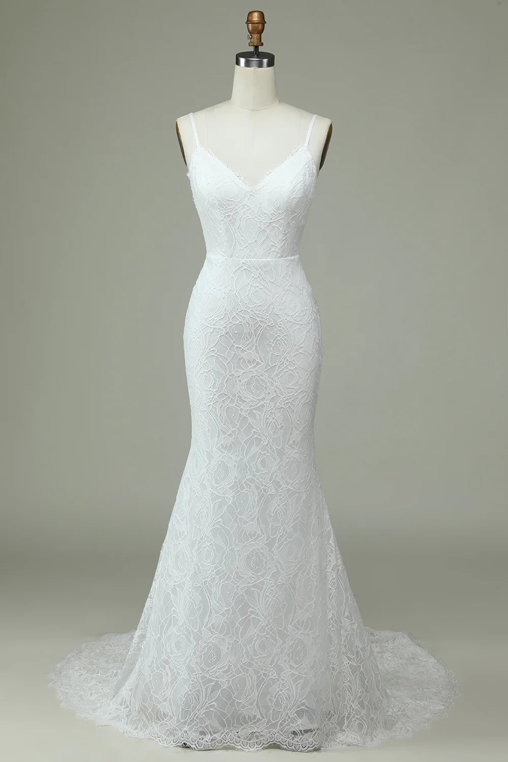 Wholesa Mermaid Lace Backless Wedding Dress