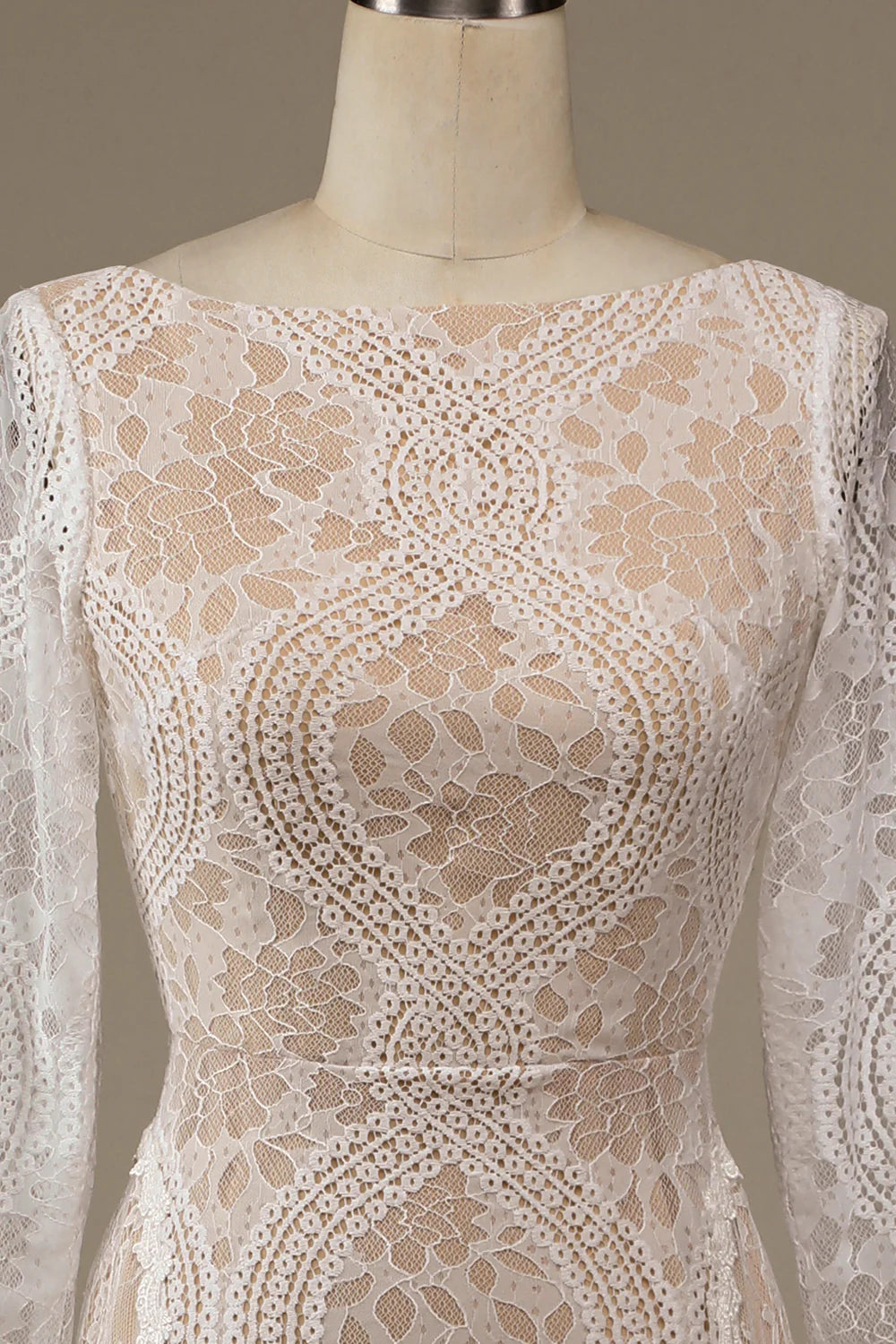 Wholesa Long Sleeves Lace Sweep Train Wedding Dress