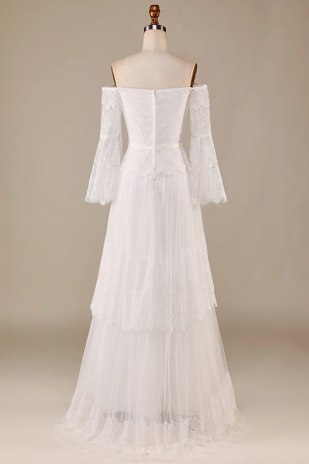 Wholesa A Line Off the Shoulder Sweep Train Flare Sleeves Wedding Dress