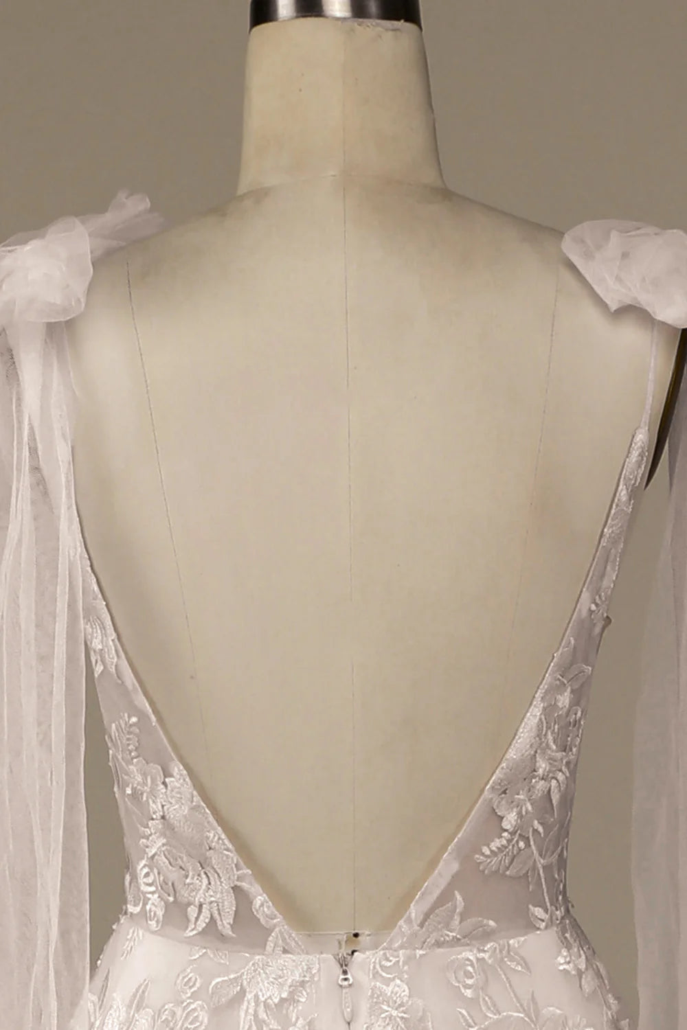 Wholesa V-Neck Lace A-Line Wedding Dress with Bowknot