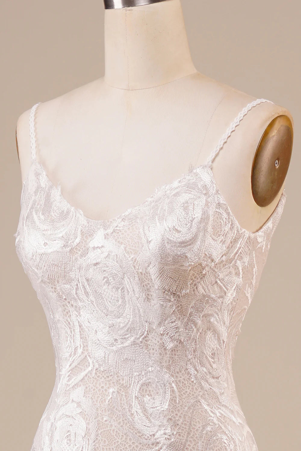 Wholesa Backless Lace Wedding Dress with Sweep Train