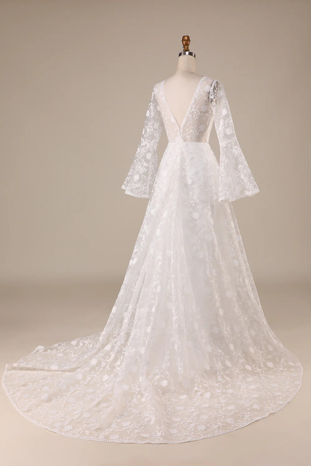Wholesa A-Line Wedding Dress Lace Flare Sleeves