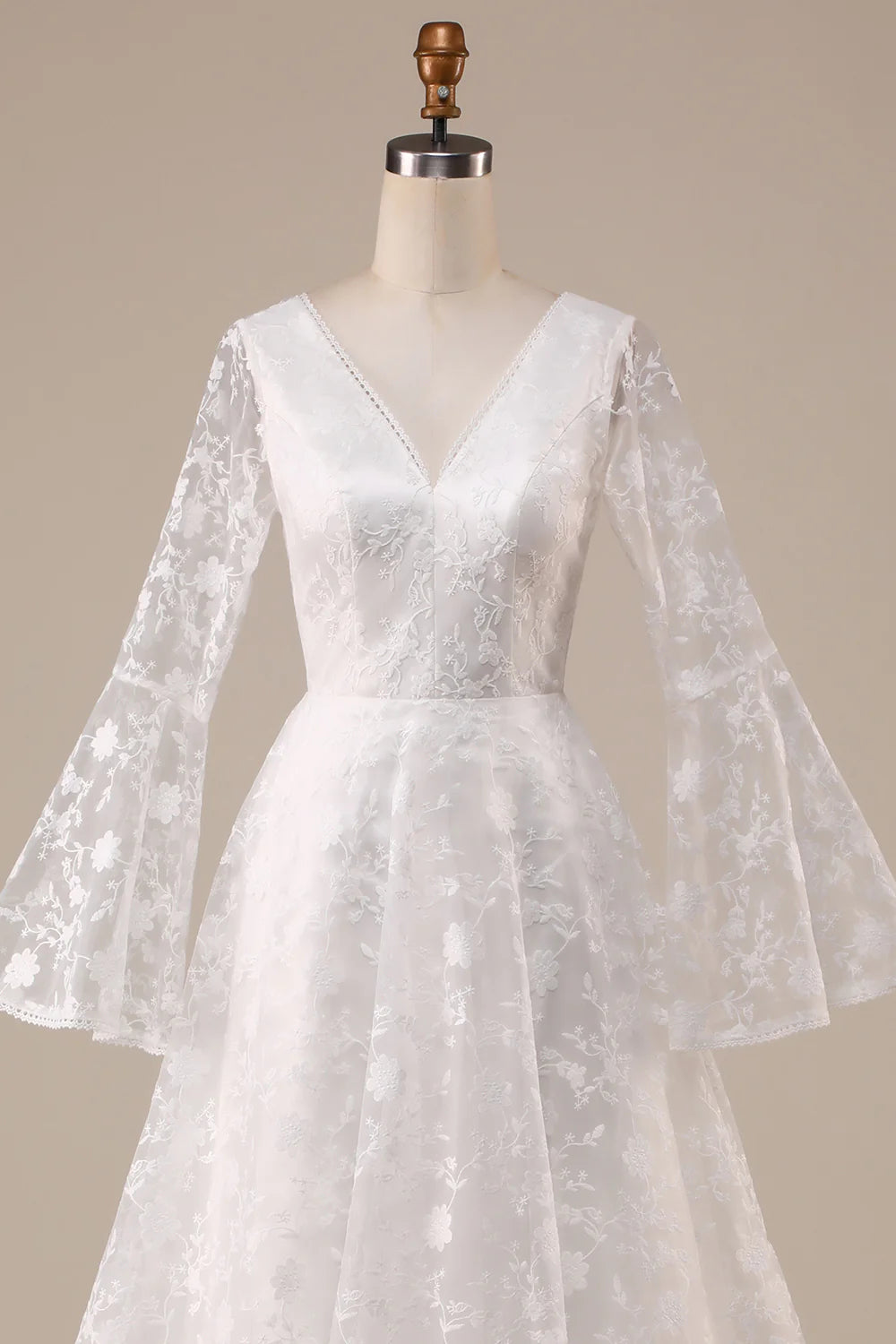 Wholesa A-Line Wedding Dress Lace Flare Sleeves