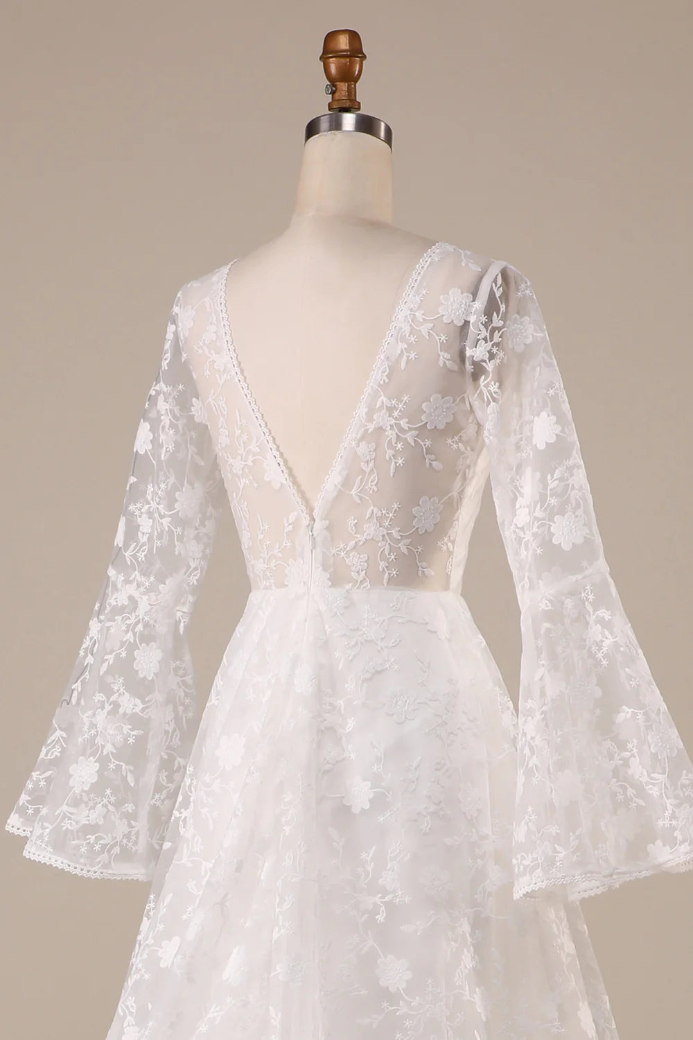 Wholesa A-Line Wedding Dress Lace Flare Sleeves
