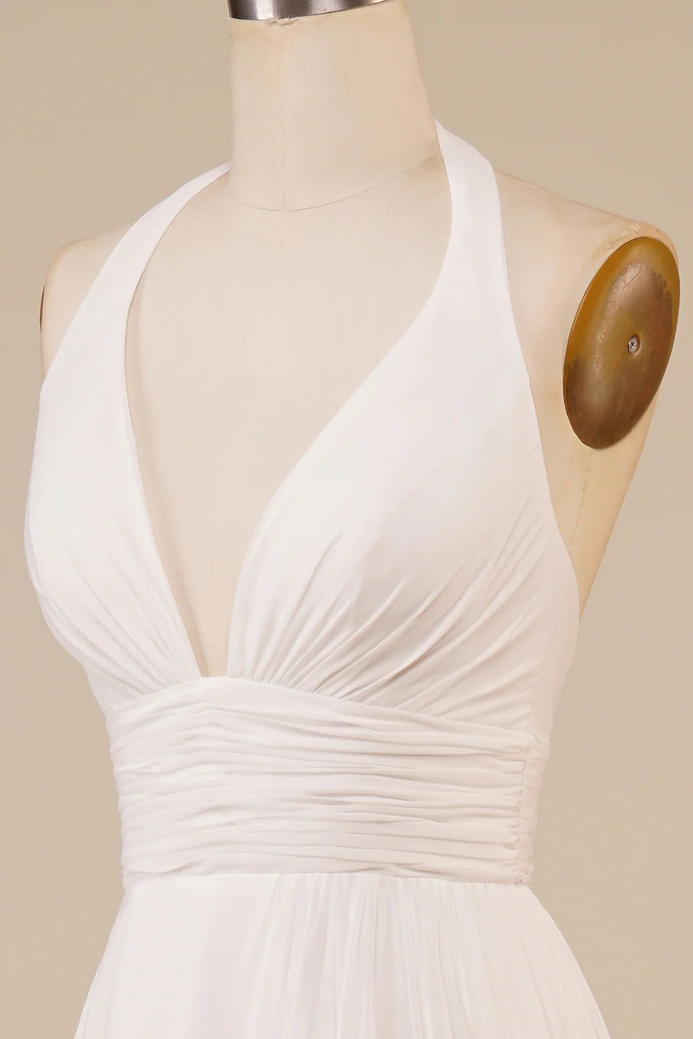 Wholesa A-Line Halter Sweep Train Wedding Dress with Slit