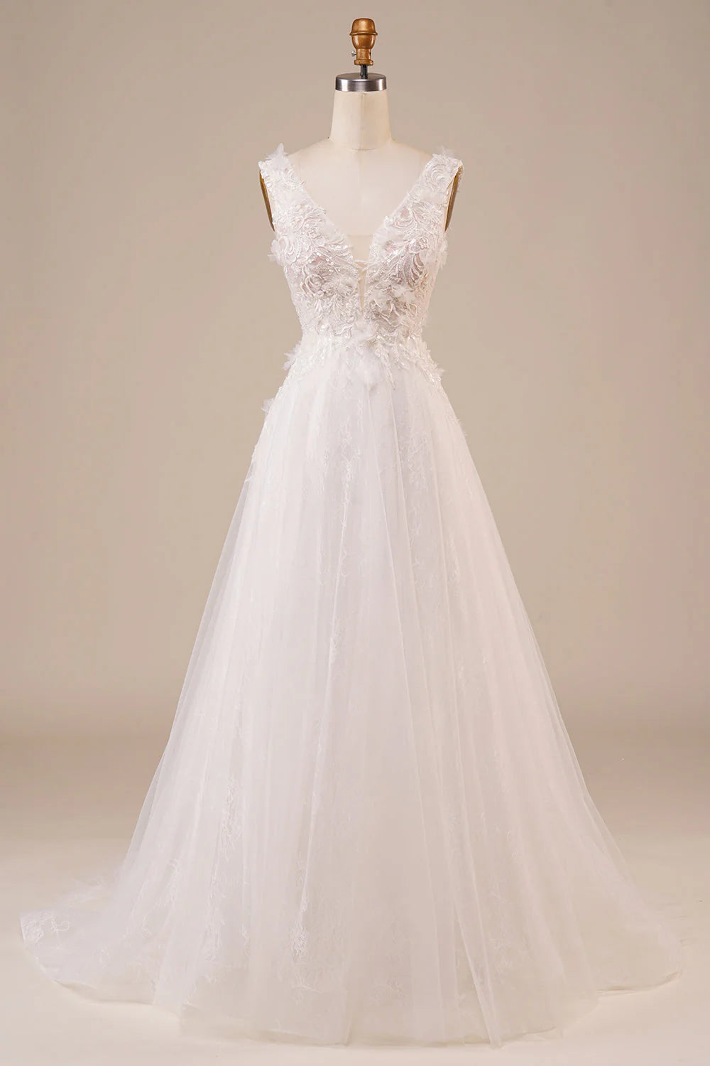 Wholesa Sparkly Tulle Beaded Long Wedding Dress