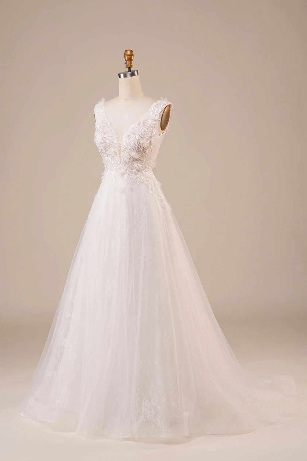 Wholesa Sparkly Tulle Beaded Long Wedding Dress