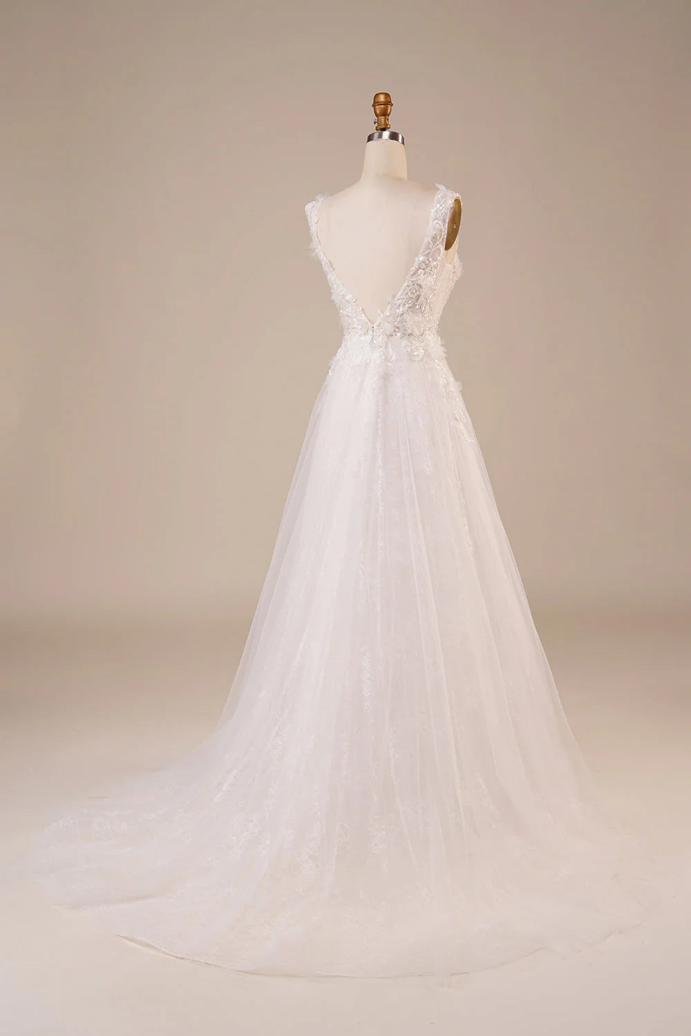 Wholesa Sparkly Tulle Beaded Long Wedding Dress