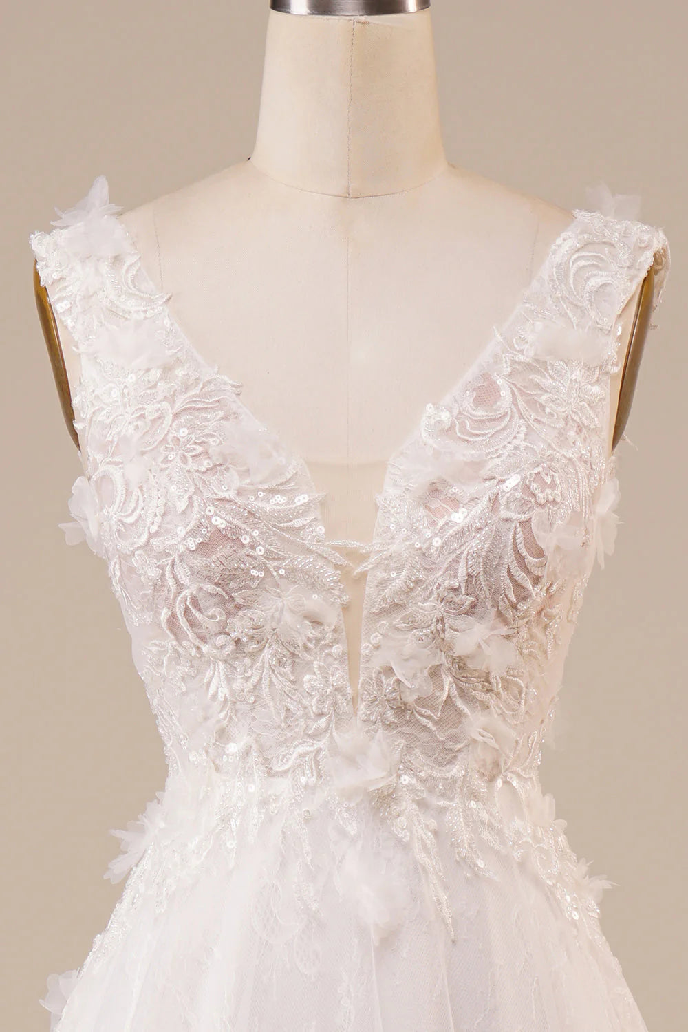 Wholesa Sparkly Tulle Beaded Long Wedding Dress