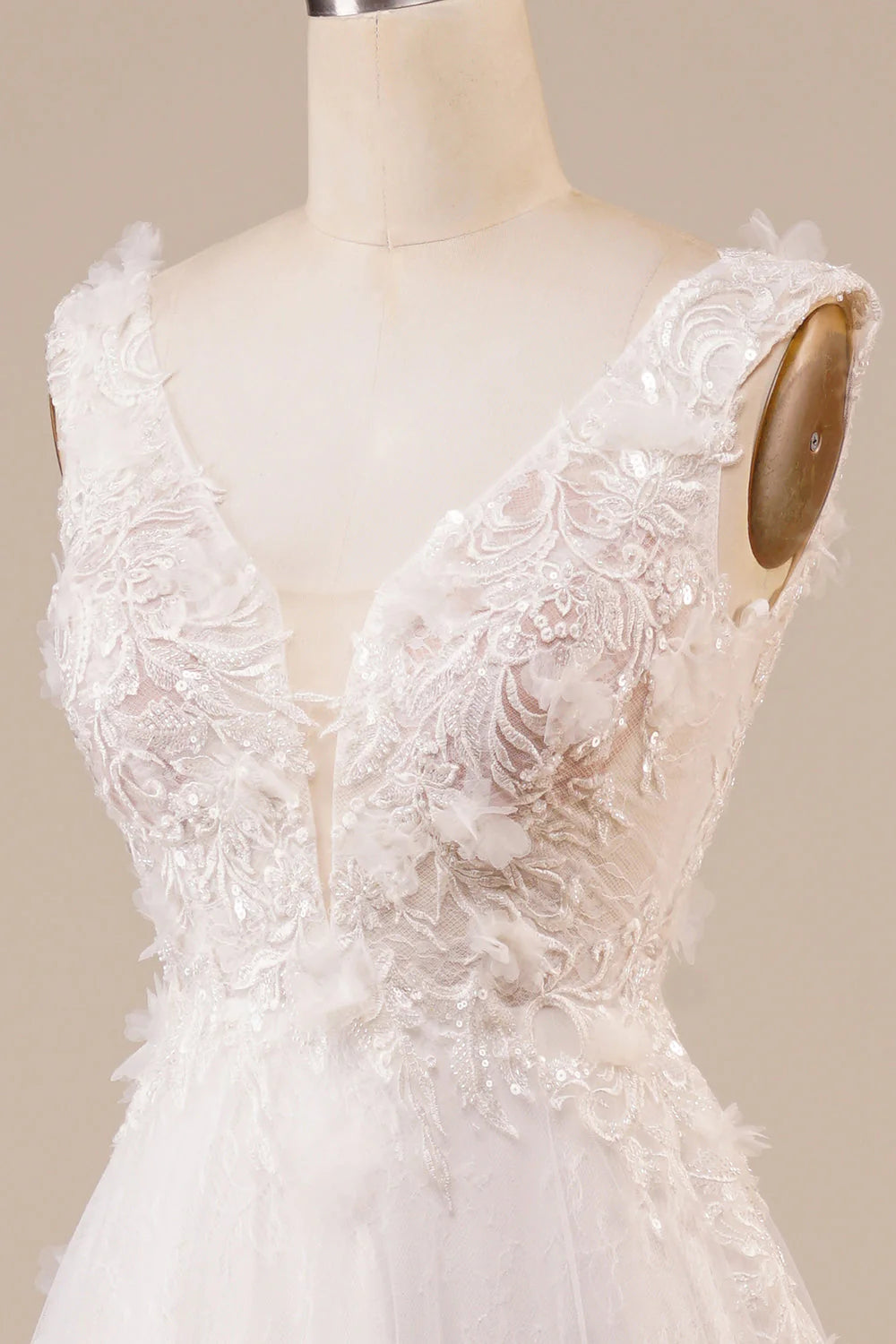 Wholesa Sparkly Tulle Beaded Long Wedding Dress