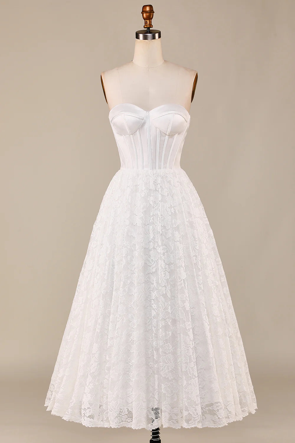 Wholesa Lace Corset Tea-Length Wedding Dress