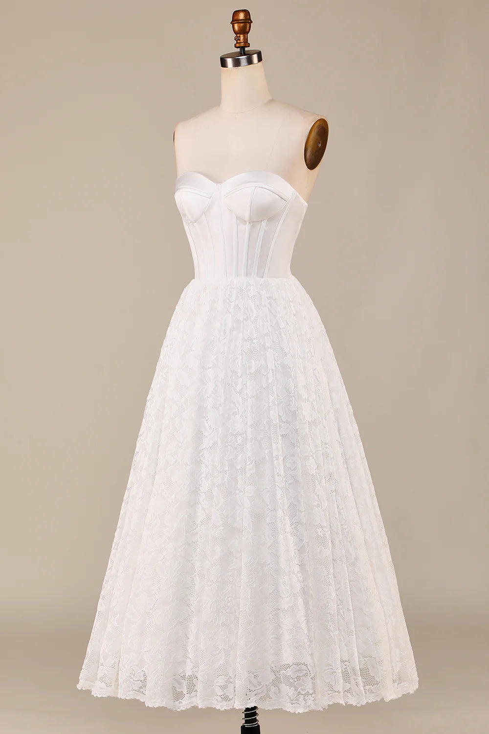 Wholesa Lace Corset Tea-Length Wedding Dress