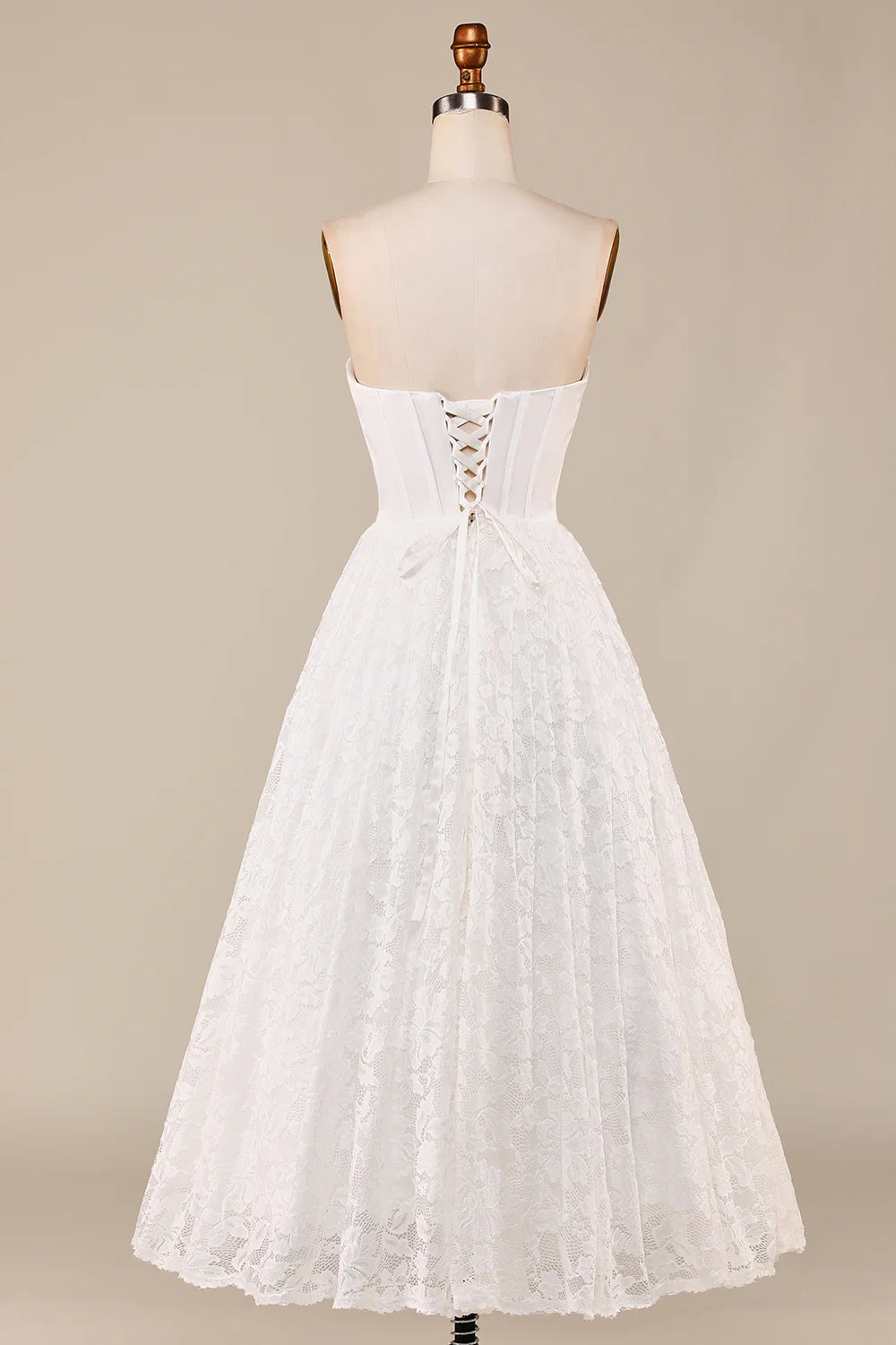 Wholesa Lace Corset Tea-Length Wedding Dress
