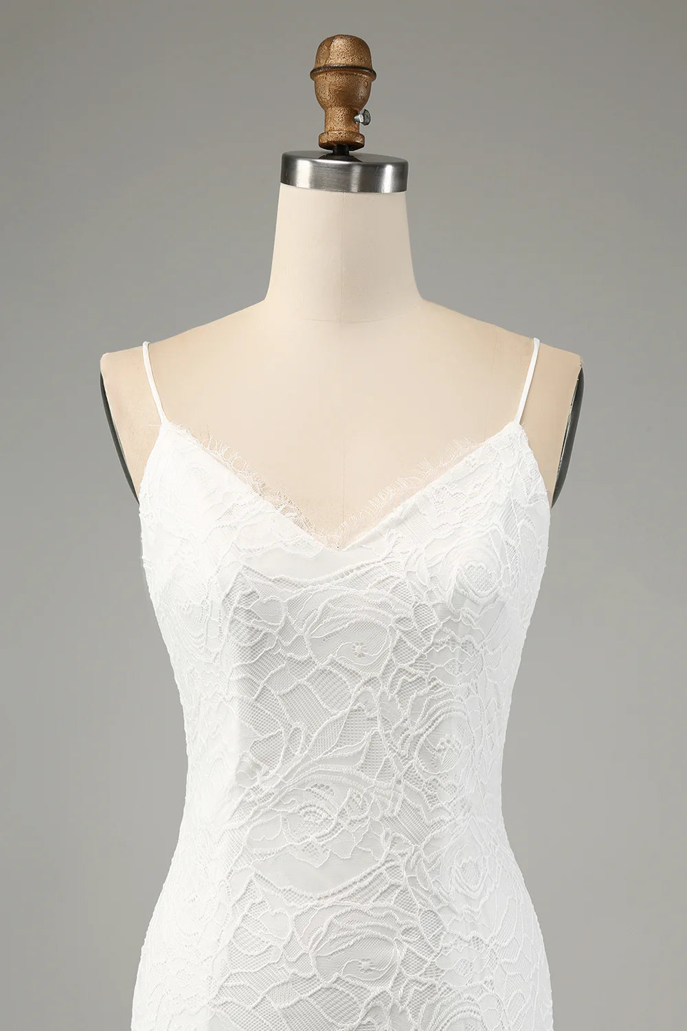 Wholesa Mermaid Lace Spaghetti Straps Wedding Dress with Slit