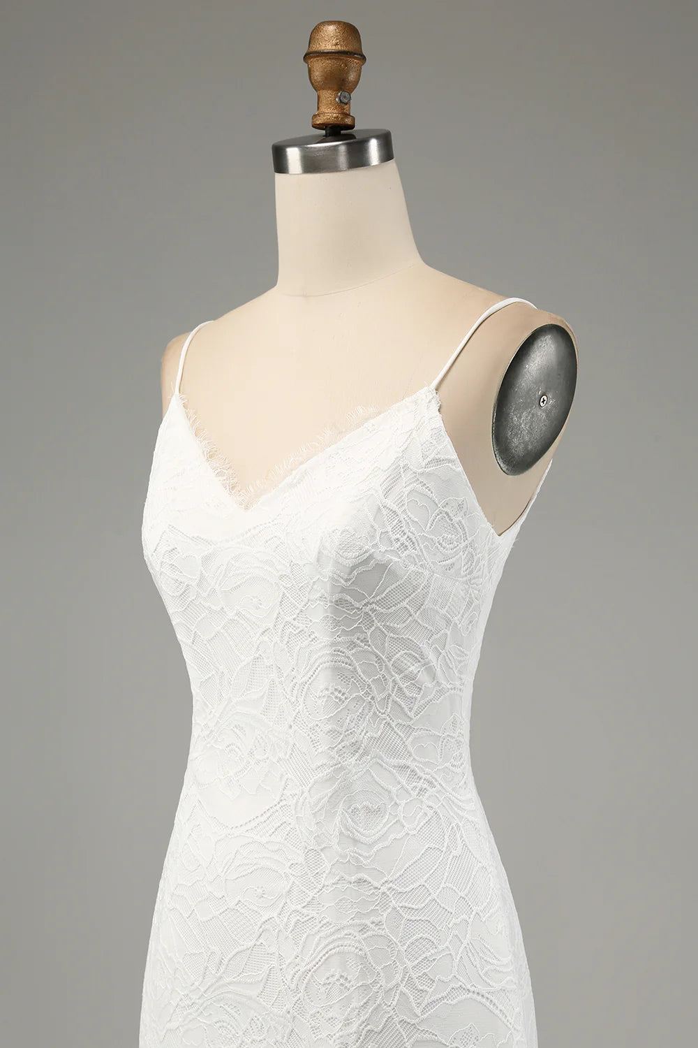 Wholesa Mermaid Lace Spaghetti Straps Wedding Dress with Slit