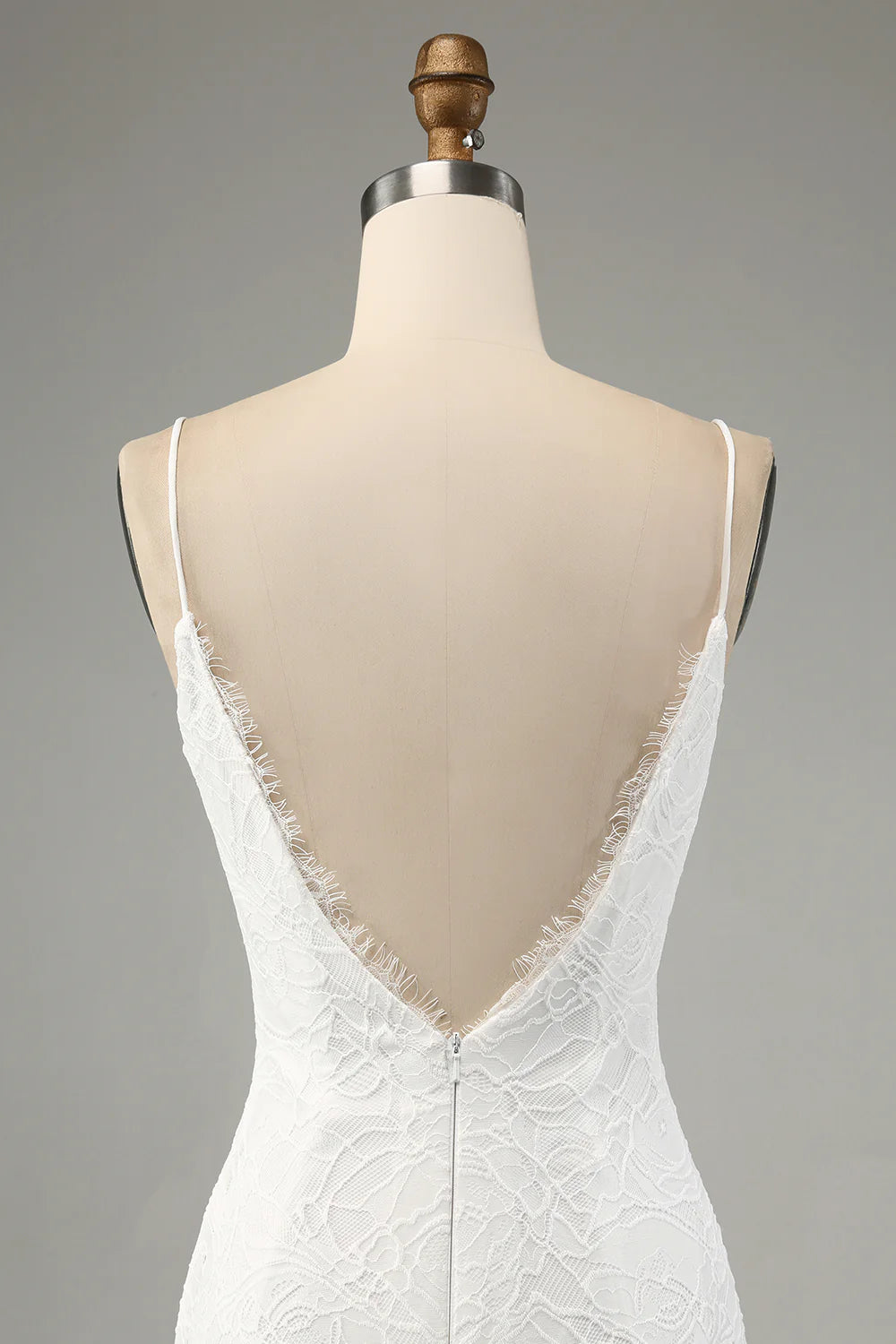 Wholesa Mermaid Lace Spaghetti Straps Wedding Dress with Slit