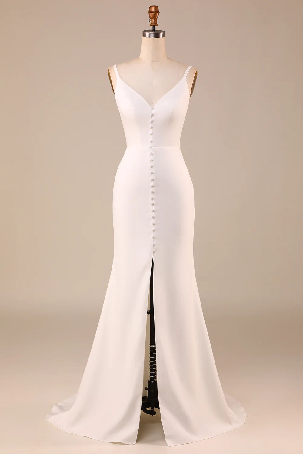 Wholesa Mermaid Backless Long Wedding Dress with Slit