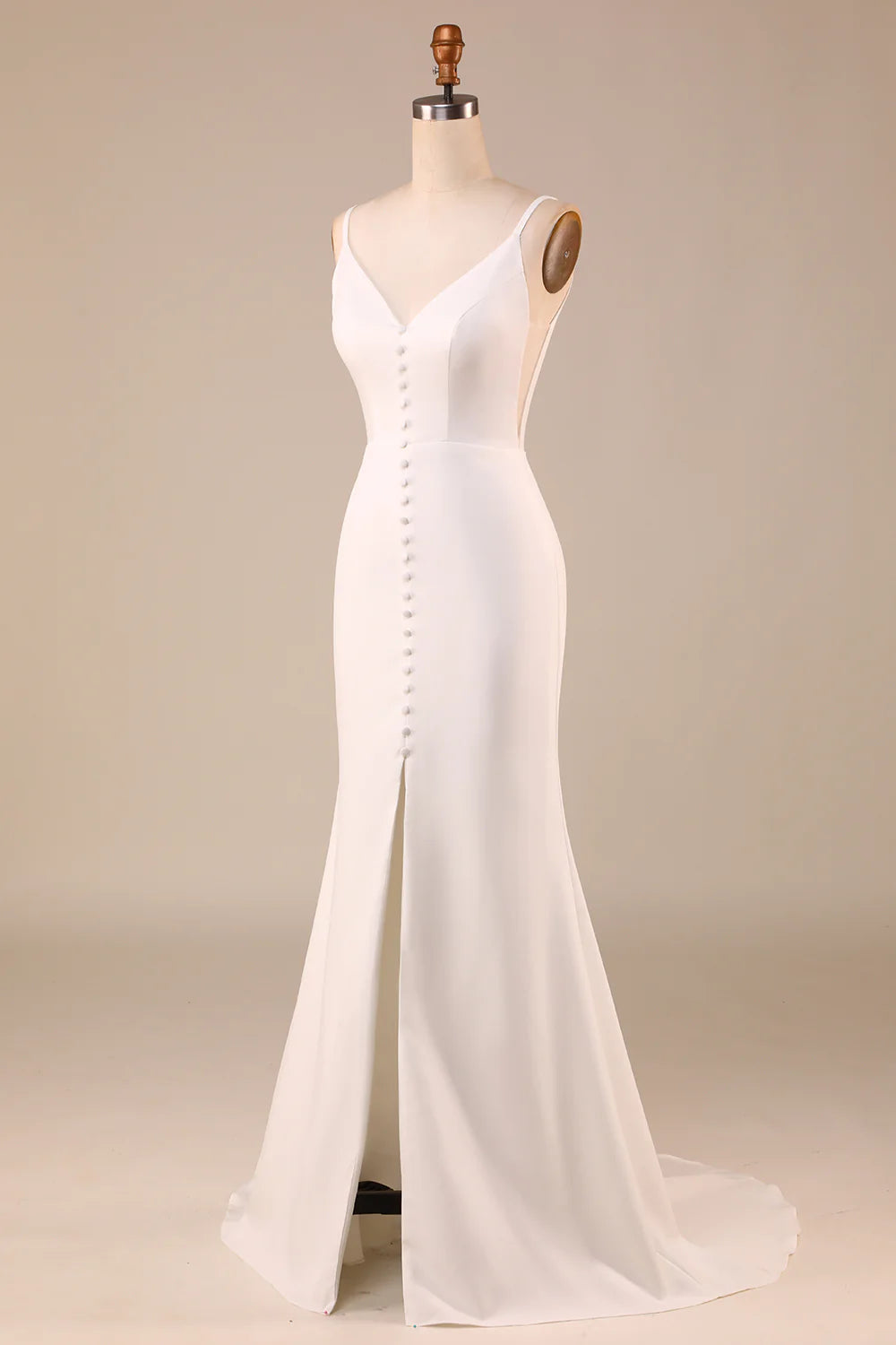 Wholesa Mermaid Backless Long Wedding Dress with Slit