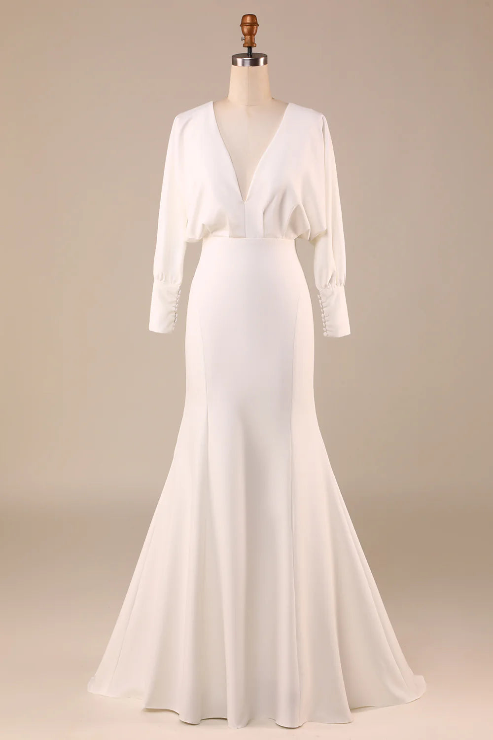 Wholesa Mermaid Long Sleeves Deep V-Neck Wedding Dress