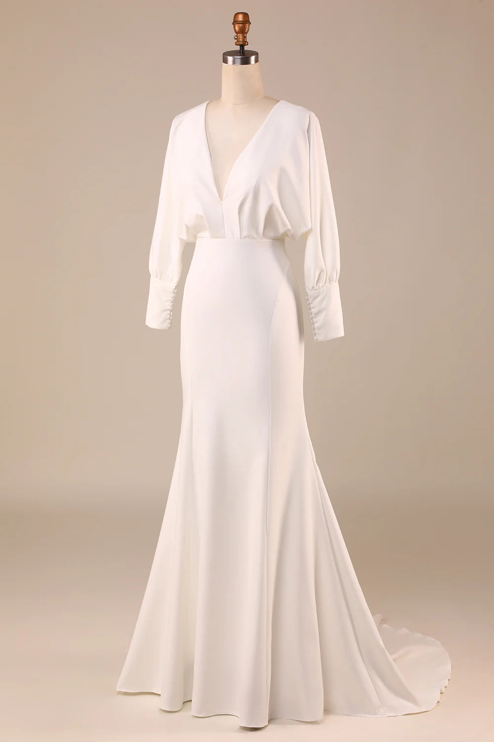 Wholesa Mermaid Long Sleeves Deep V-Neck Wedding Dress