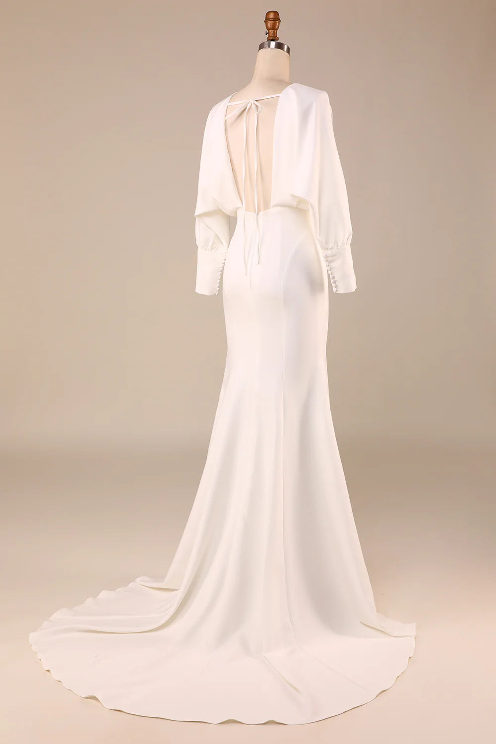 Wholesa Mermaid Long Sleeves Deep V-Neck Wedding Dress