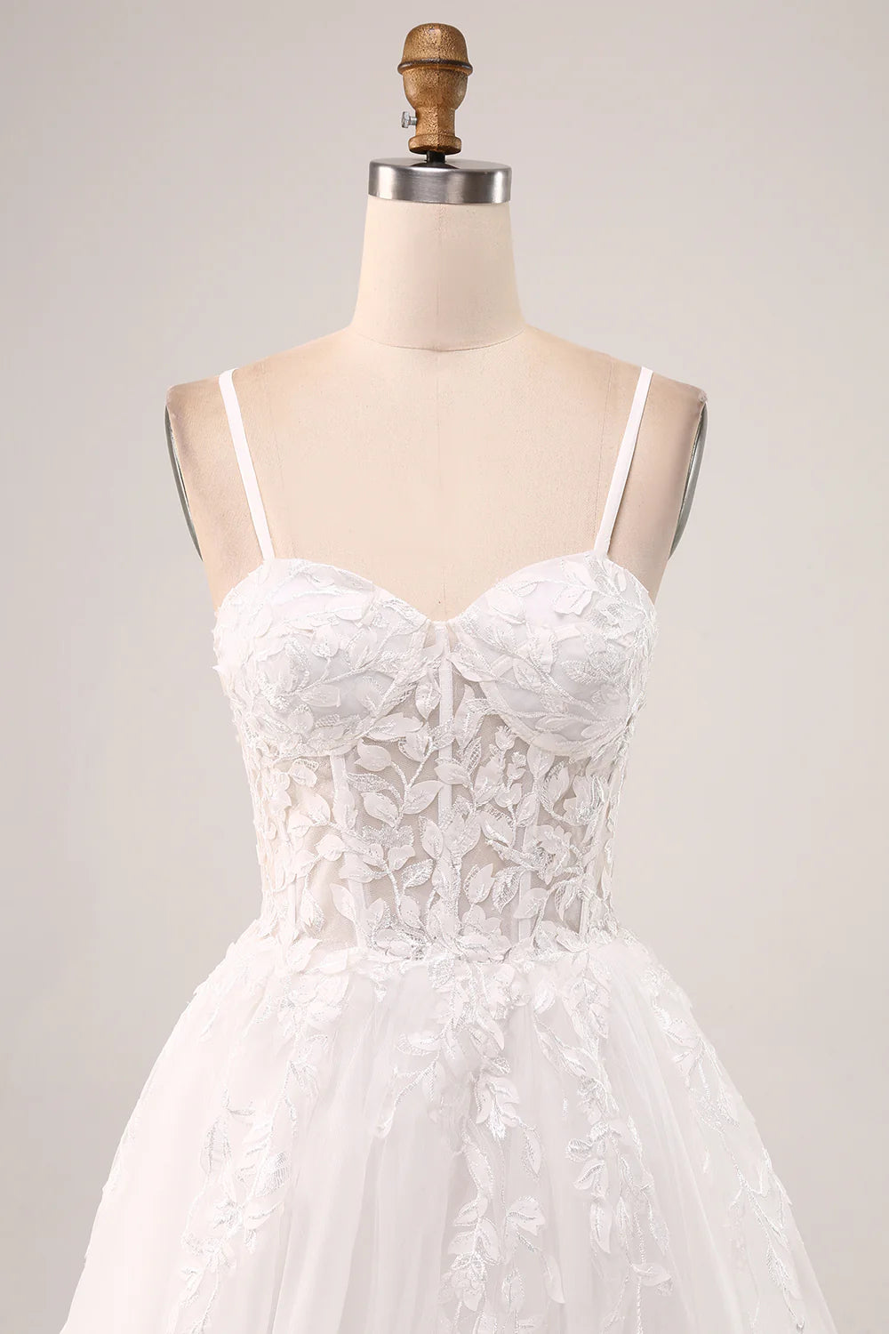 Wholesa A-Line Spaghetti Straps Corset Lace Tulle Long Wedding Dress