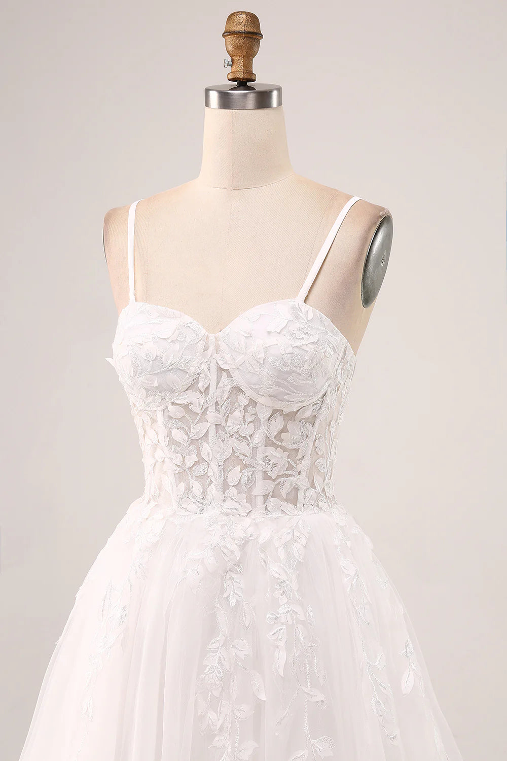 Wholesa A-Line Spaghetti Straps Corset Lace Tulle Long Wedding Dress