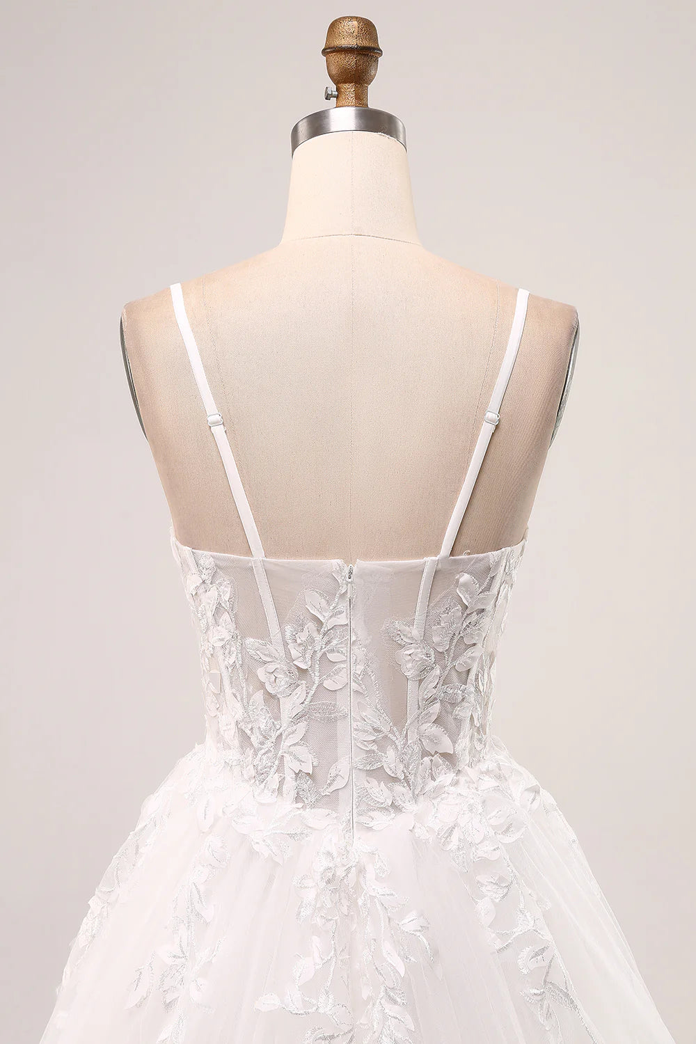 Wholesa A-Line Spaghetti Straps Corset Lace Tulle Long Wedding Dress