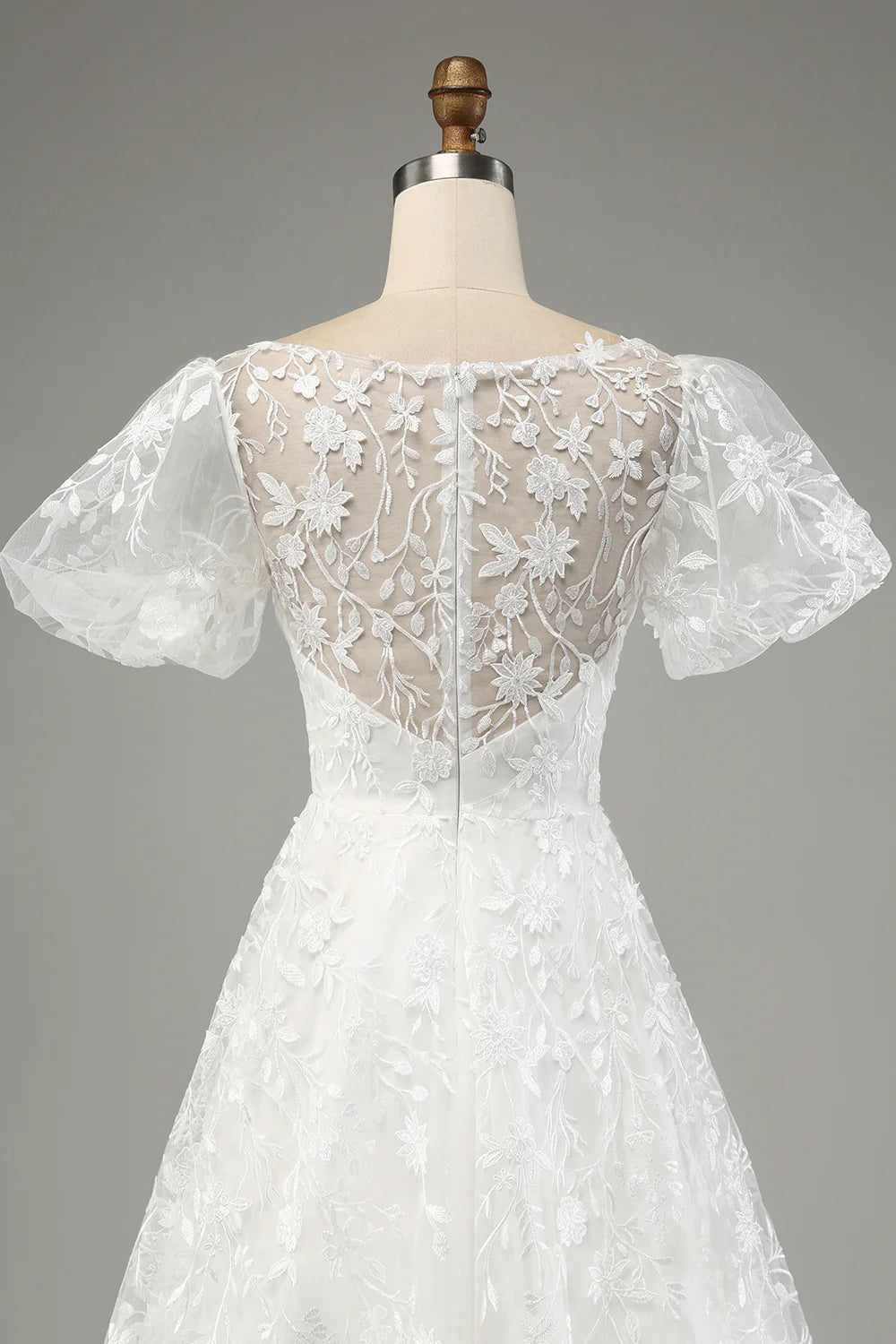Wholesa A-Line Puff Sleeves Wedding Dress with Appliques