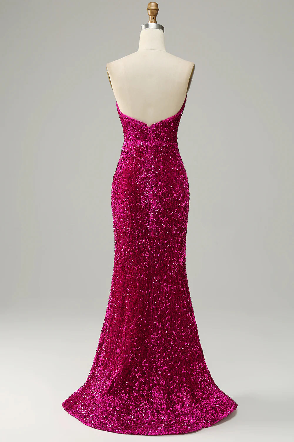 Wholesa Strapless Sequin Prom Dress with Slit
