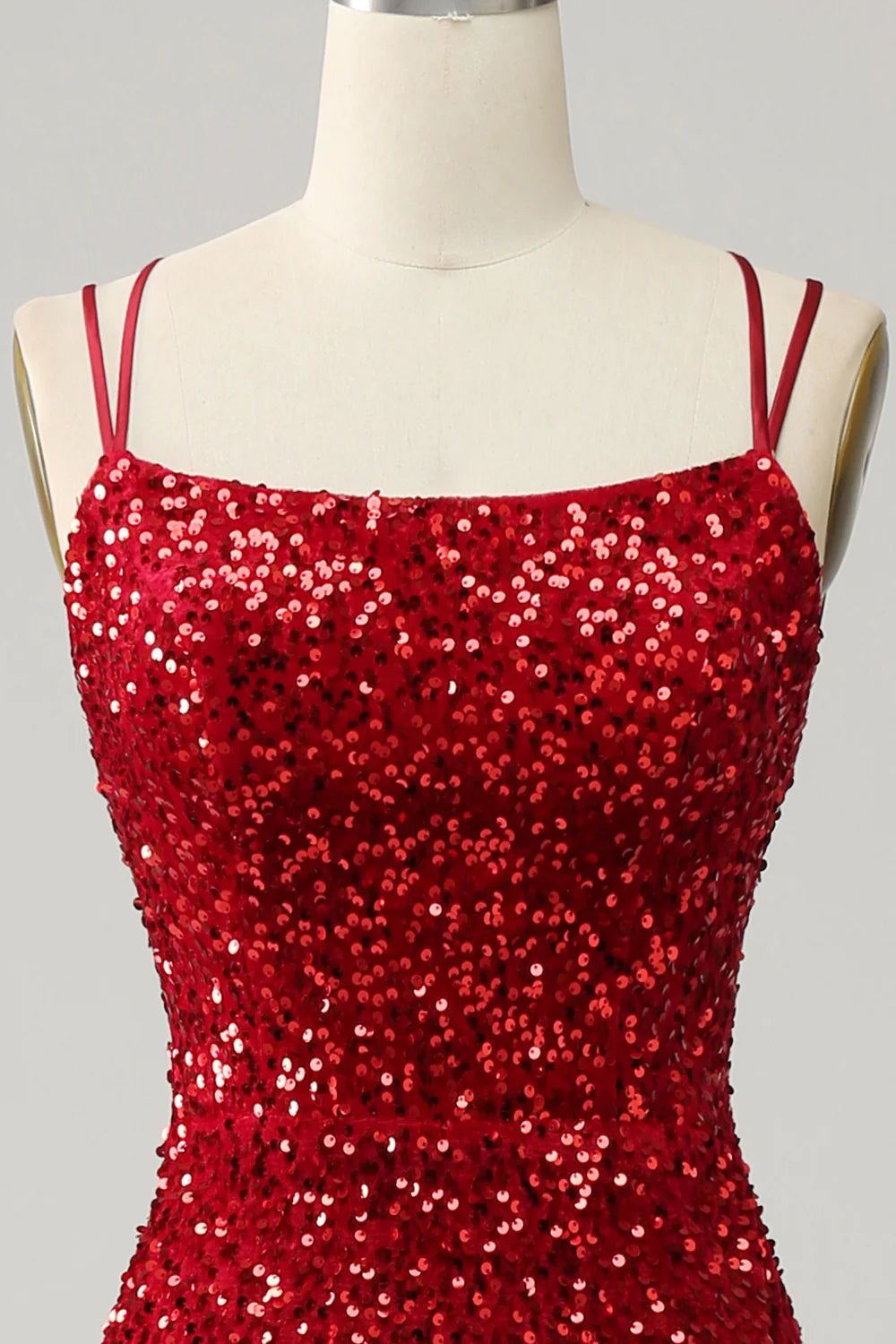 Wholesa Red Sparkly Mermaid Backless Long Prom Dress with Fringes