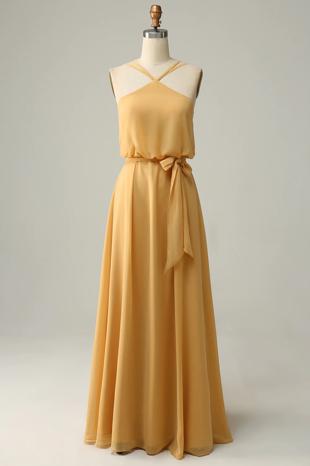 Wholesa A Line Long Bridesmaid Dress with Bowknot