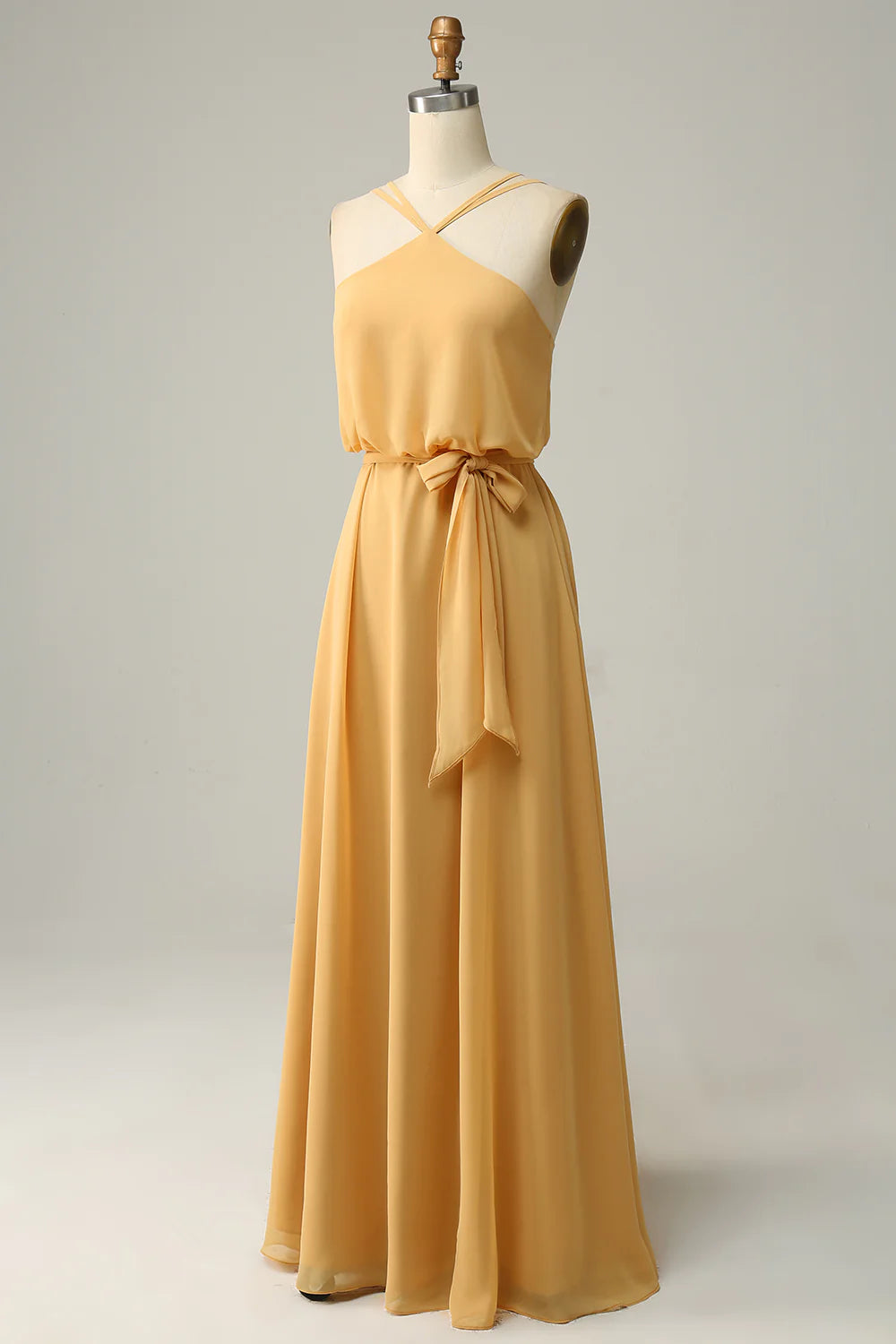 Wholesa A Line Long Bridesmaid Dress with Bowknot