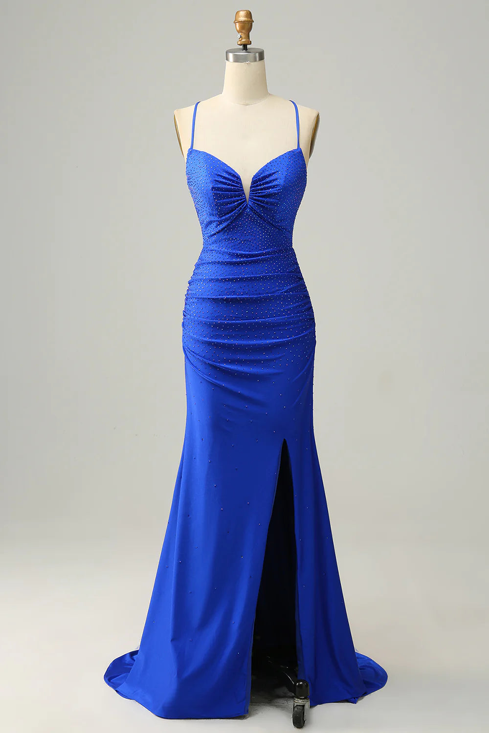 Wholesa Mermaid Spaghetti Straps Long Prom Dress with Beading