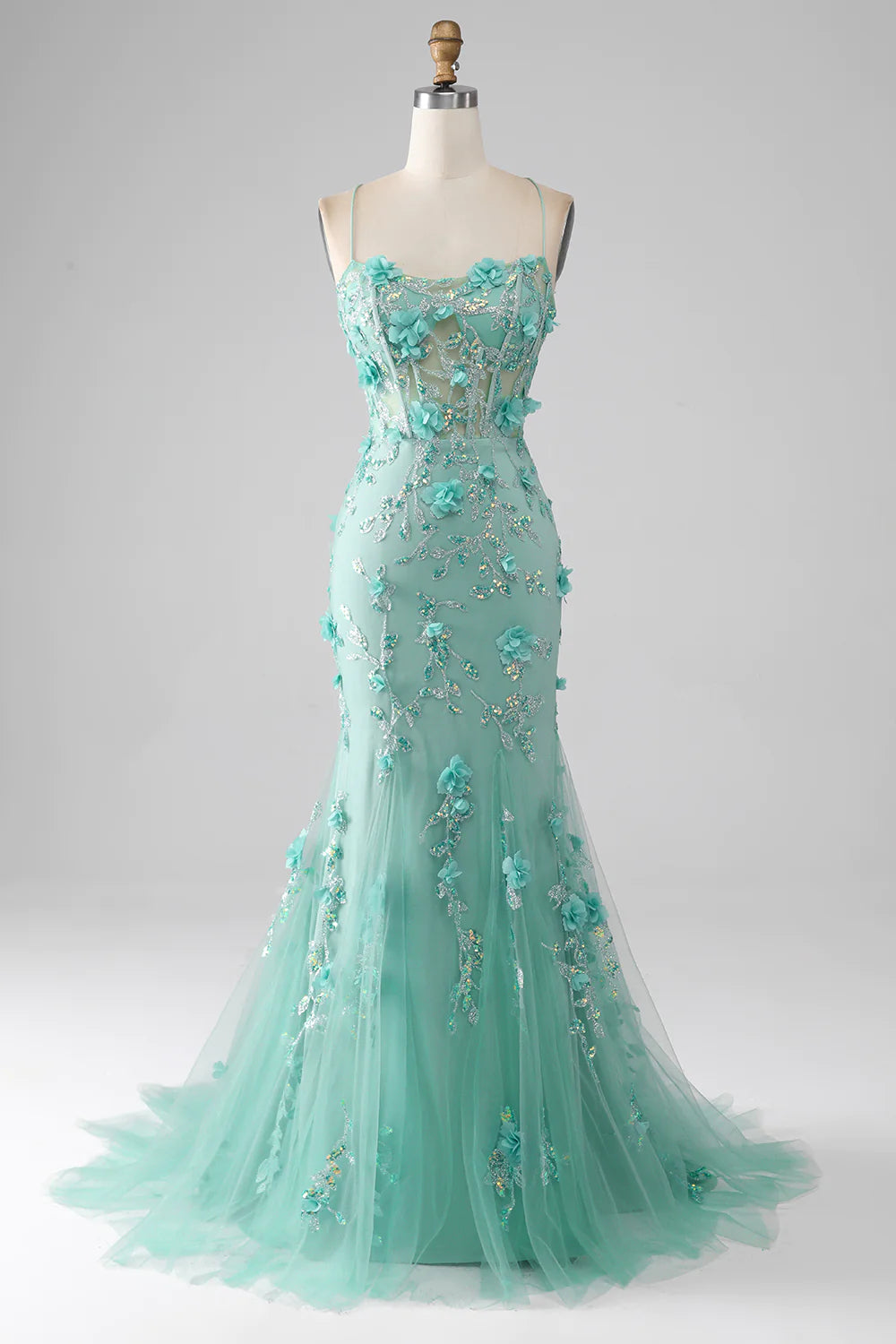 Wholesa Mermaid Spaghetti Straps Long Prom Dress with Appliques
