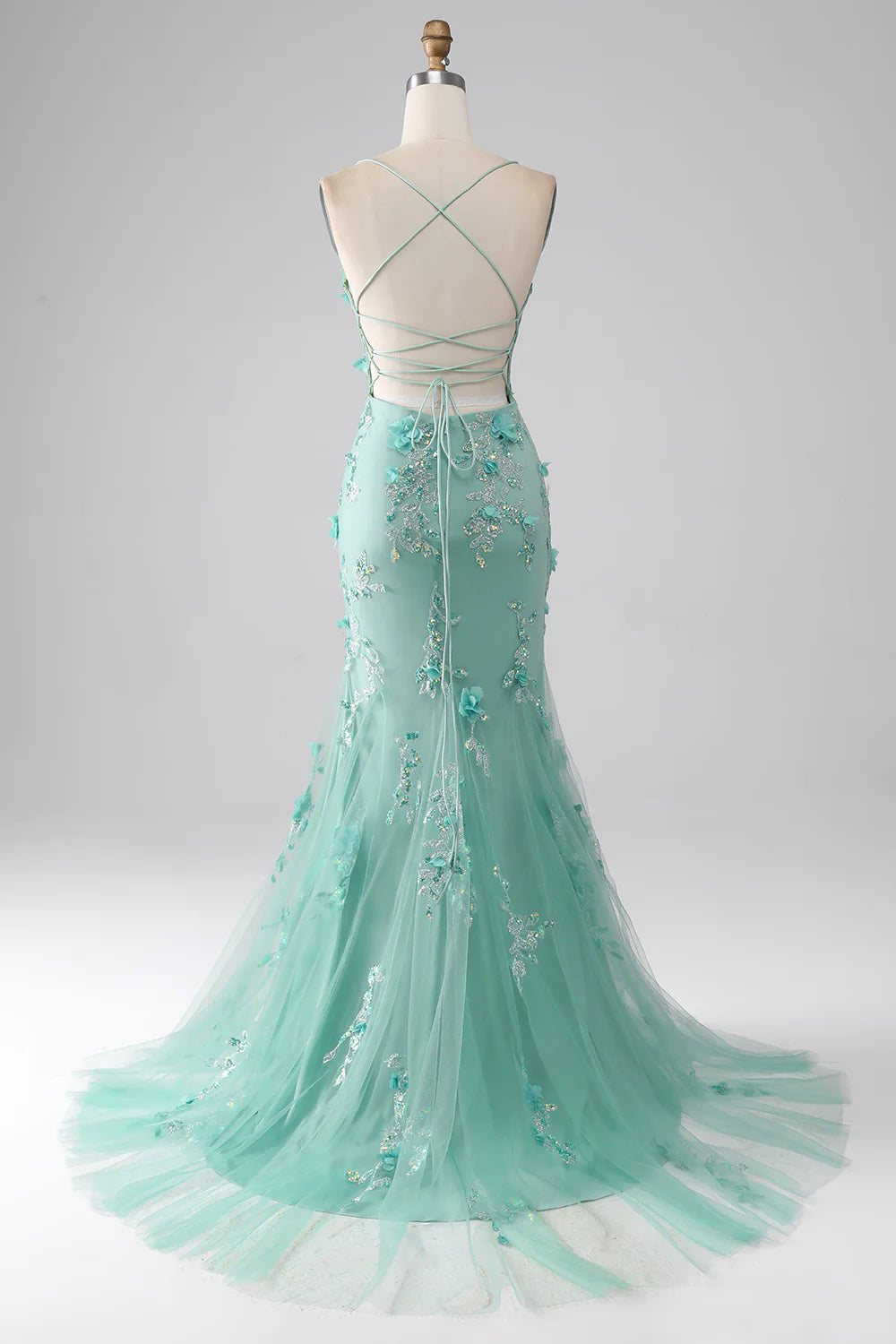 Wholesa Mermaid Spaghetti Straps Long Prom Dress with Appliques