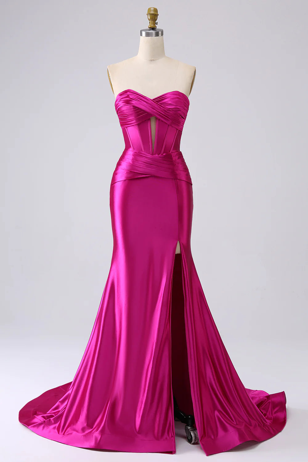 Wholesa Mermaid Sweetheart Corset Long Prom Dress with Slit