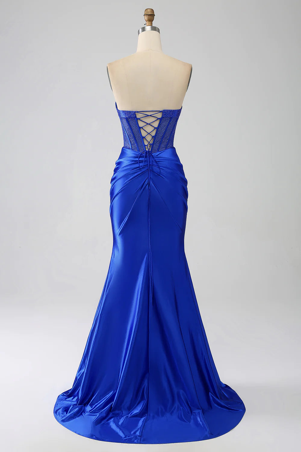 Wholesa Mermaid Strapless Corset Prom Dress with Beading