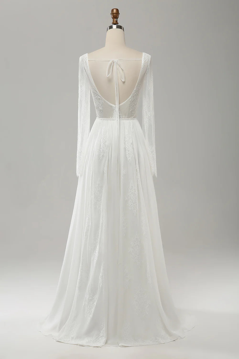 Wholesa Beach Boho A Line V Neck Long Sleeve Wedding Dress with Lace Appliqued